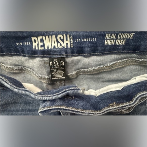 Rewash Brand Skinny Jeans Womens Jr 11/30 Blue High Rise Real Curve Distressed - Picture 2 of 10